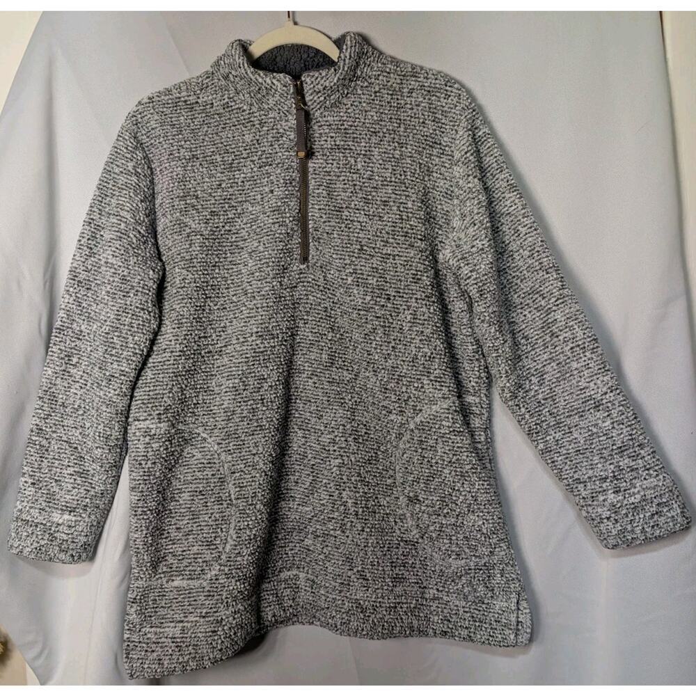 Soft Surroundings Women's Gray Textured Sweater 1/4 Zip Oversized Small(674)